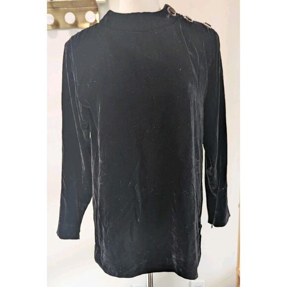 Yves Saint Laurent Tops - Yves Saint Laurent Vintage Black Velvet Top Button Shoulder Size 34 Viscose/Silk